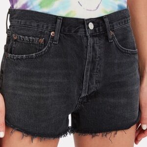Agolde Parker Cut Off Denim Shorts in Faded Black Denim Size 28